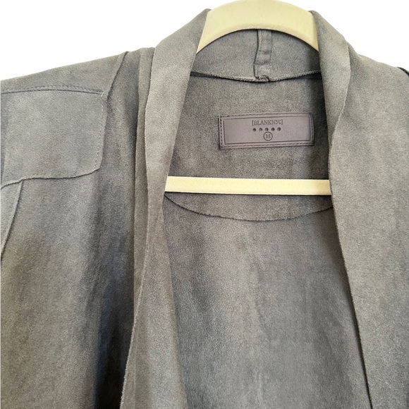 Blank NYC Faux Wrap Vegan Suede Asymmetrical Zip Draped Moto Jacket Grey Medium - Picture 3 of 8